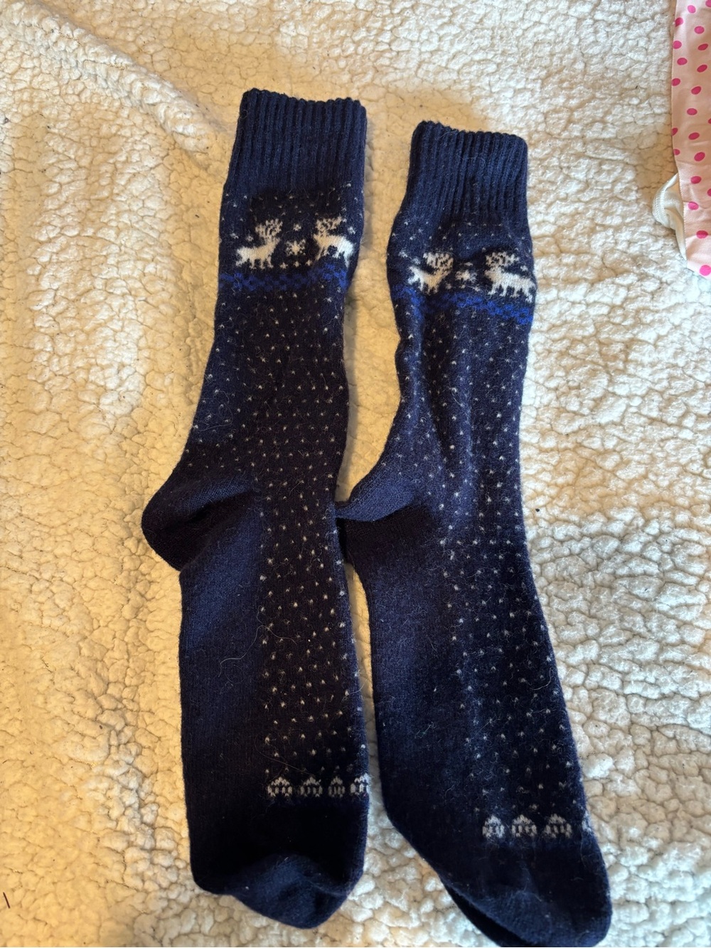 Polo Ralph Lauren  Navy Reindeer Wool Blend Boot Socks